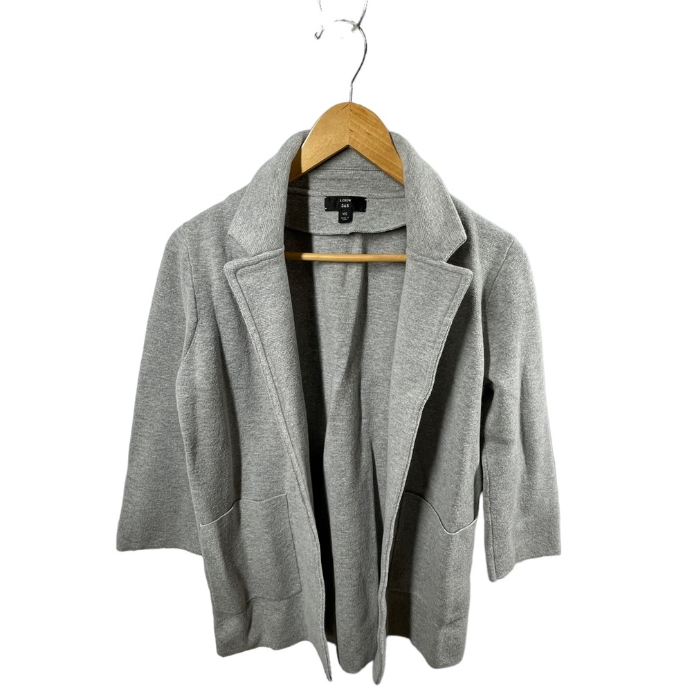 J. Crew Light Gray Colored Sophie Open Front Sweater Blazer - Picture 2 of 9